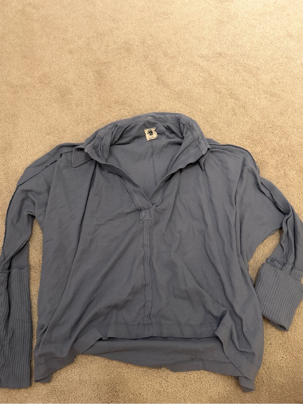 We The Free Dusty Blue V-Neck Pullover